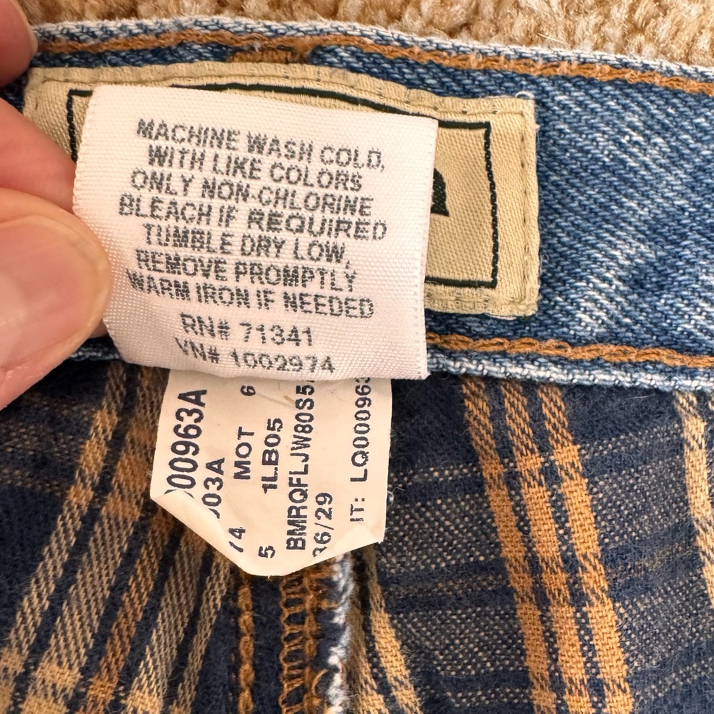 Vintage LL Bean Flannel Lined Jeans Mens 33 x 29 Blue Denim Straight Leg USA 90s - Picture 10 of 12